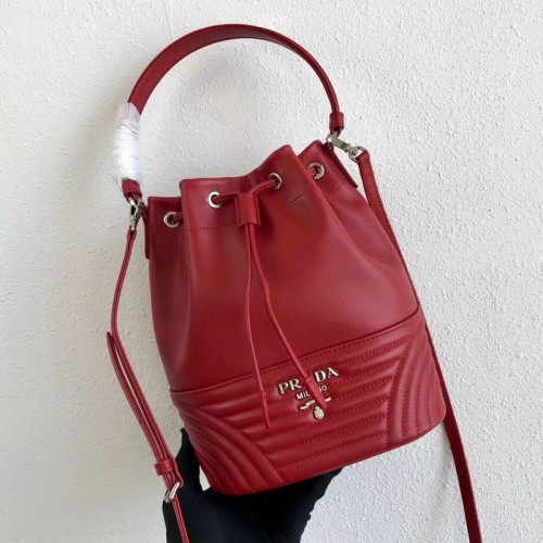 Prada Original Kalfsleren Bucket Bag 1BH038 Rood