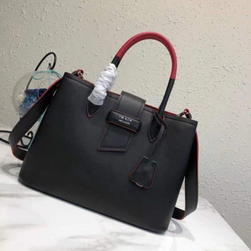 Prada Original leren tas P13582 Zwart Rood