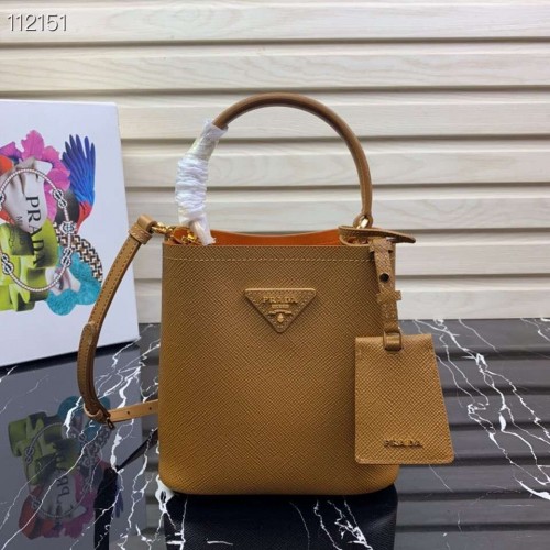 Prada Panier kleine originele Saffiano tas 1BA217 bruin