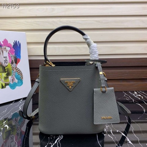 Prada Panier small Original Saffiano tas 1BA217 grijs