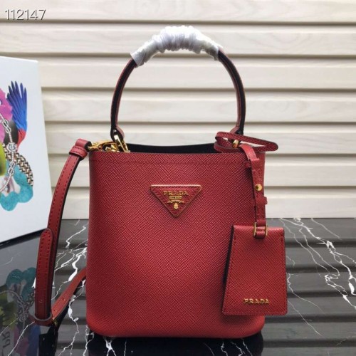Prada Panier small Original Saffiano Tas 1BA217 Rood