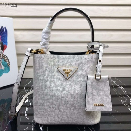 Prada Panier kleine originele Saffiano tas 1BA217 wit