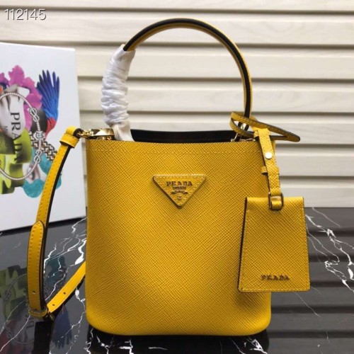 Prada Panier small Original Saffiano Tas 1BA217 Geel