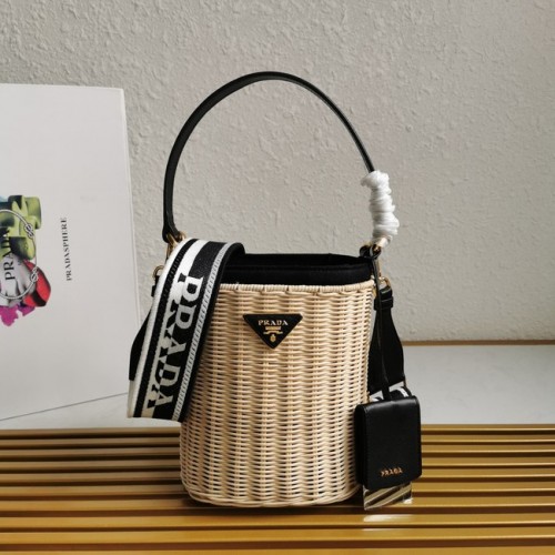 Prada Raffia draagtas 1BE062 zwart