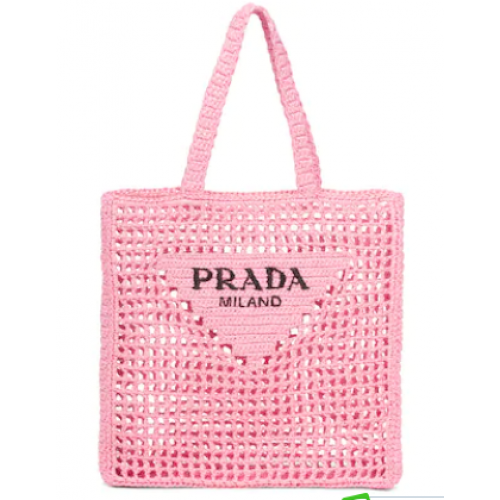Prada Raffia draagtas 1BG393 roze