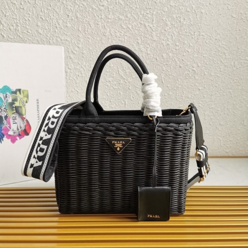 Prada Raffia draagtas 1BG835 zwart