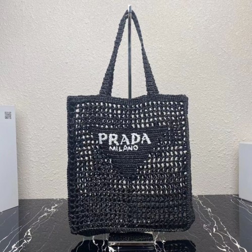 Prada Raffia draagtas 1CH393 zwart