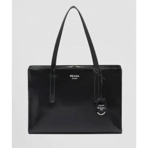 Prada Re-Edition 1995 medium handtas van geborsteld leer 1BA350 zwart