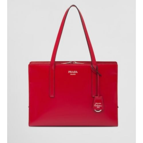 Prada Re-Edition 1995 medium handtas van geborsteld leer 1BA350 rood