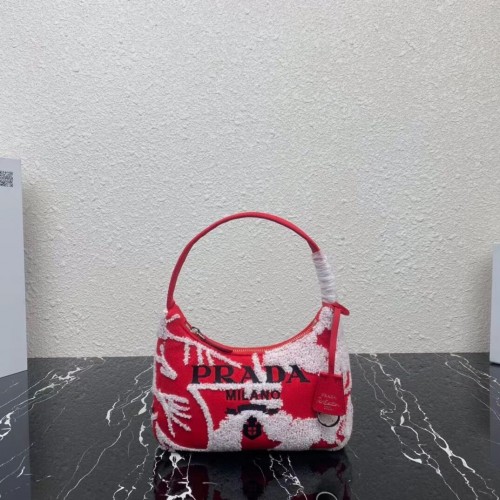Prada Re-Edition 2000 geborduurde mini boortas 1NE515 rood