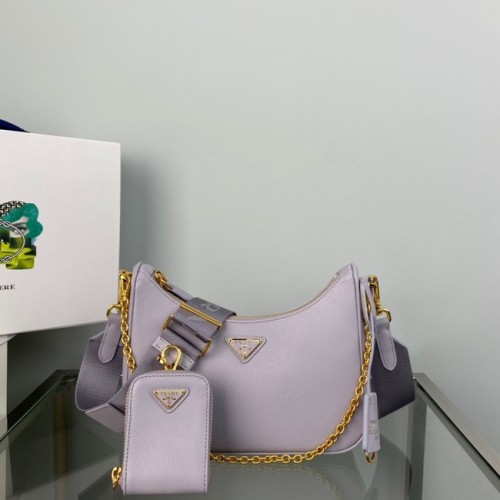 Prada Re-Edition 2005 Saffiano schoudertas 1BH204 Lavendel