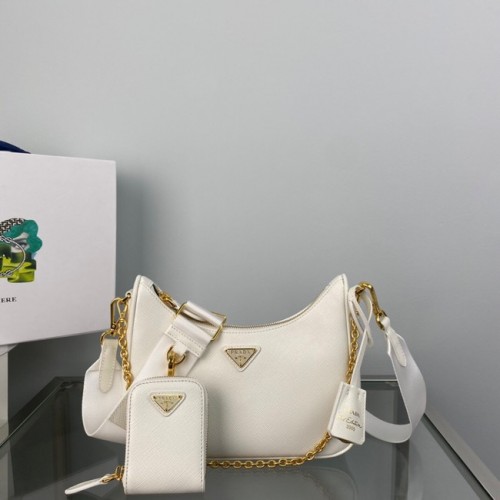Prada Re-Edition 2005 Saffiano schoudertas 1BH204 wit