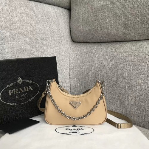 Prada Re-Edition 2005 nylon mini schoudertas 1BH203 abrikoos