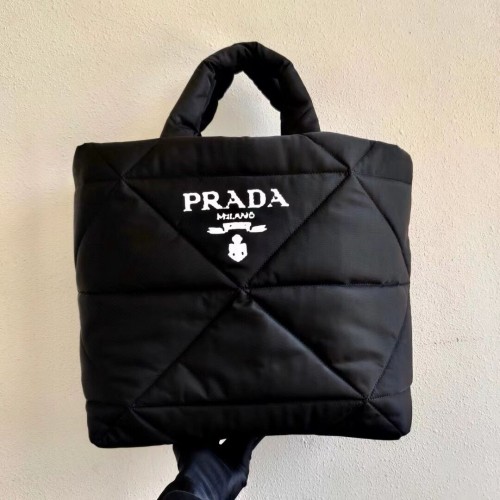 Prada Re-Nylon en Saffiano leren schoudertas 2AG082 zwart