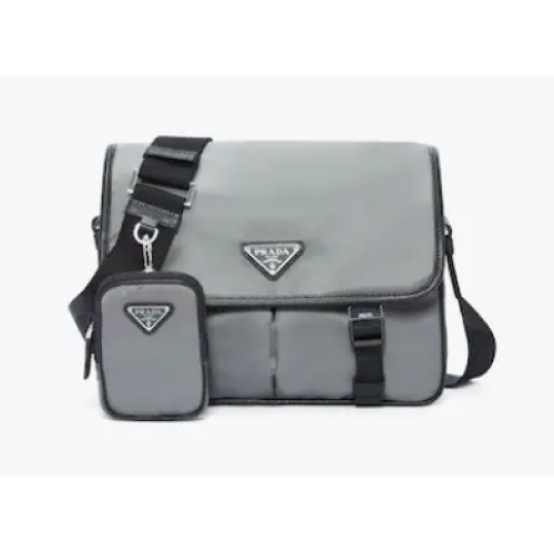 Prada Re-Nylon en Saffiano leren schoudertas 2VD769 grijs