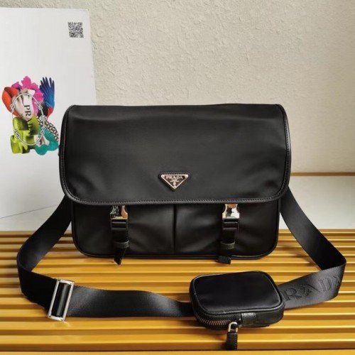 Prada Re-Nylon en Saffiano lederen schoudertas 2XD770 zwart