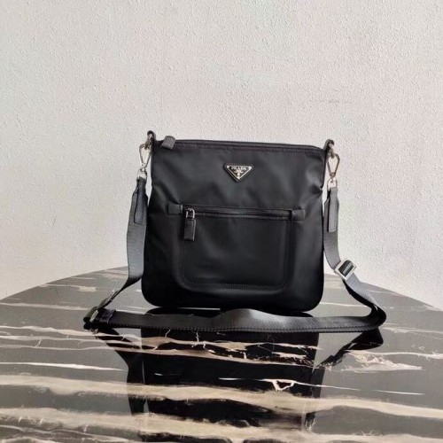 Prada Re-Nylon en Saffiano leren schoudertas VA0715 zwart