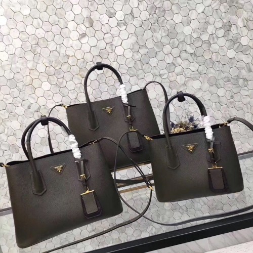 Prada Saffiano Cuir originele lederen draagtas BN2758 zwart