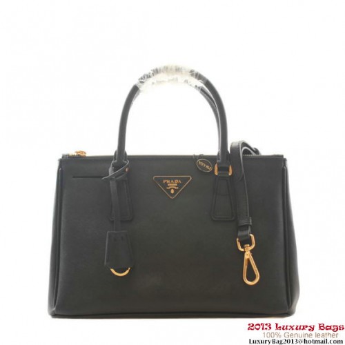 Prada draagtas van saffianoleer 30 cm BN1801 zwart