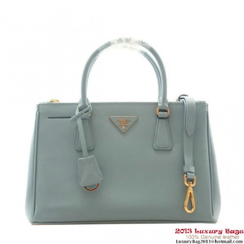 Prada draagtas van saffianoleer 30 cm BN1801 lichtblauw
