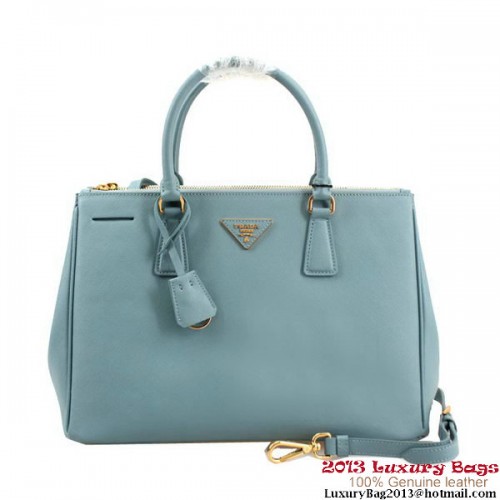 Prada Saffiano lederen draagtas 33 cm BN2274 lichtblauw