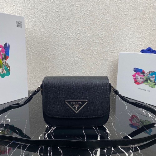 Prada Saffiano lederen Identity schoudertas 1BD249 zwart