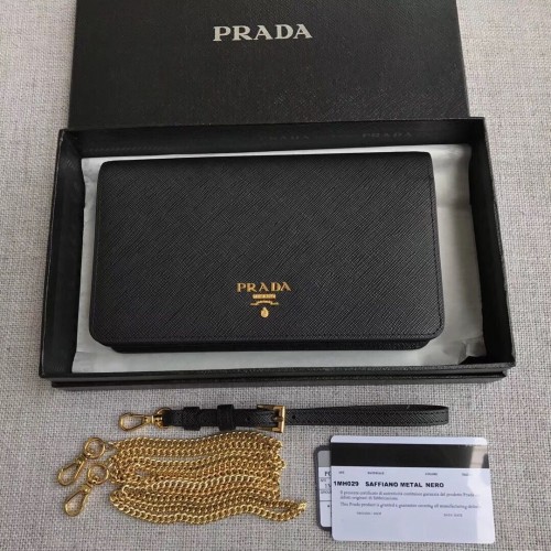 Prada Saffiano lederen minitas 1HZ029 zwart