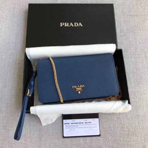 Prada Saffiano lederen minitas 1HZ029 blauw