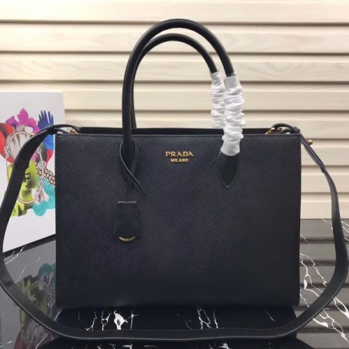 Prada Saffiano Leren Tote Large 1BA153 zwart