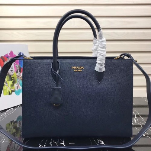 Prada Saffiano Leren Tote Large 1BA153 donkerblauw