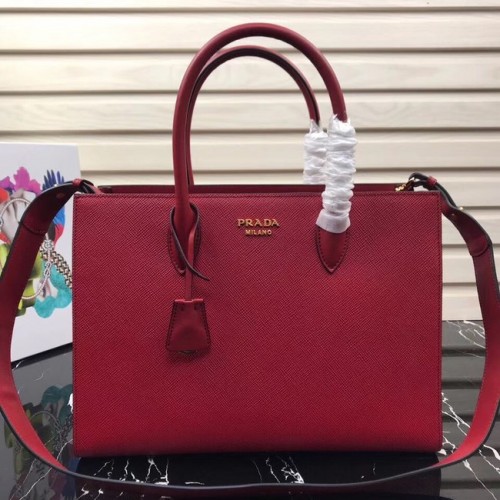 Prada Saffiano Leren Tote Large 1BA153 rood