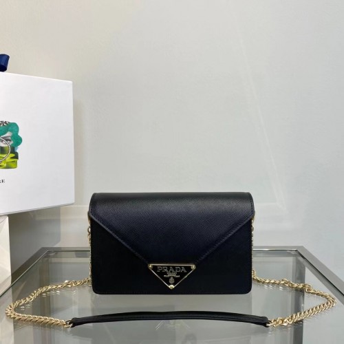 Prada Saffiano leren Identity schoudertas 1BM318 zwart