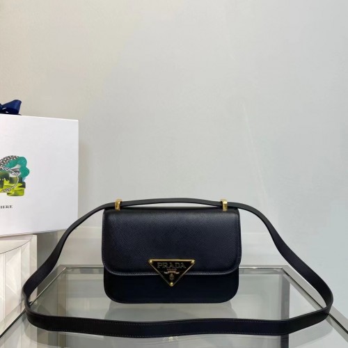 Prada Saffiano leren Identity schoudertas 1BN320 zwart