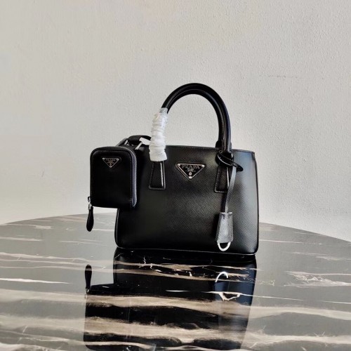 Prada Saffiano leren mini-tas 1BA296 zwart
