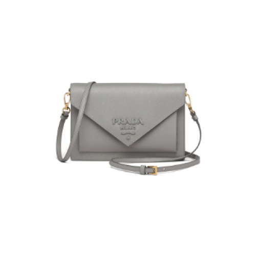 Prada Saffiano leren mini-tas 1BP020 grijs