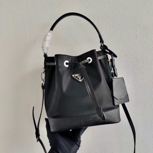 Prada Saffiano leren mini schoudertas 1AE055 zwart