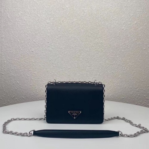 Prada Saffiano leren mini schoudertas 2BD032 zwart