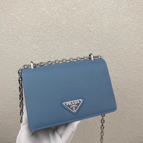 Prada Saffiano leren mini schoudertas 2BD032 blauw