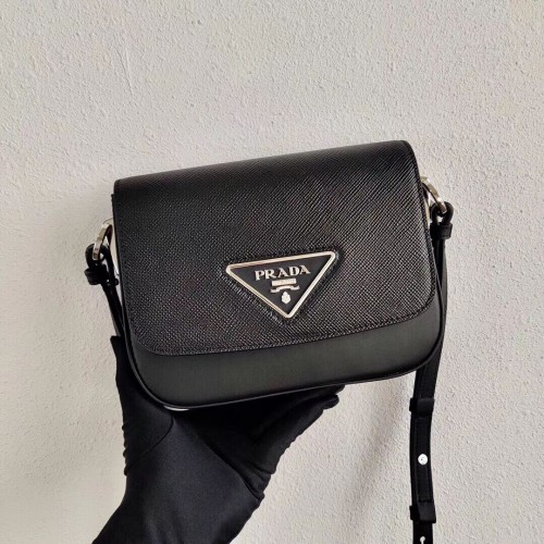 Prada Saffiano leren mini schoudertas 2BD249 zwart