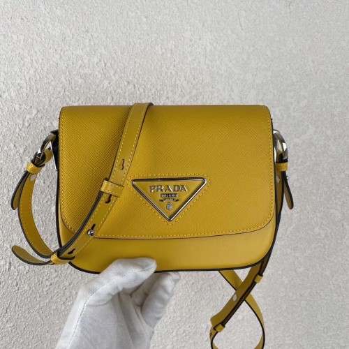 Prada Saffiano leren mini schoudertas 2BD249 geel