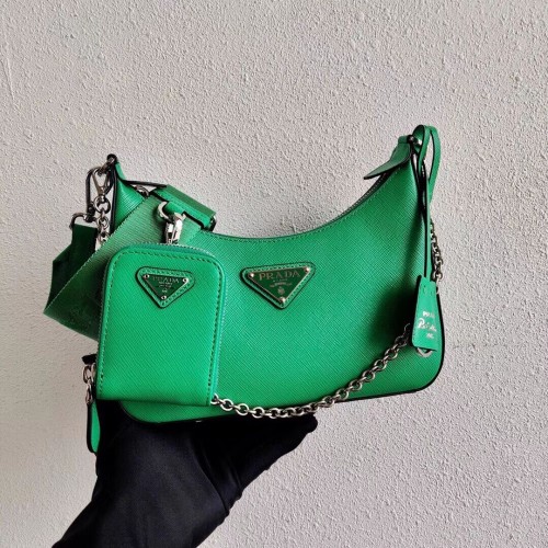 Prada Saffiano leren mini schoudertas 2BH204 groen