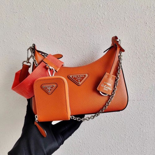 Prada Saffiano leren mini schoudertas 2BH204 oranje