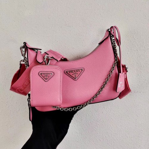 Prada Saffiano leren mini schoudertas 2BH204 roze