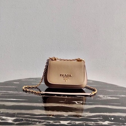 Prada Saffiano leren schoudertas 2BD275 Biscuits