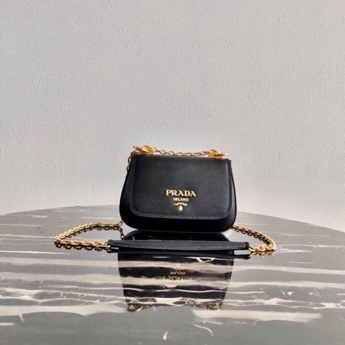 Prada Saffiano leren schoudertas 2BD275 zwart