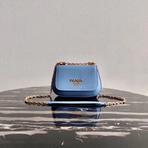 Prada Saffiano leren schoudertas 2BD275 blauw