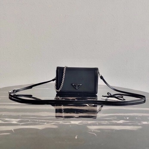 Prada Saffiano leren schoudertas 2BP019 zwart