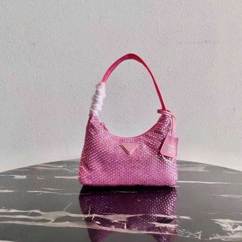 Prada Satijnen minitasje met kunstkristallen 1BE515Z roze