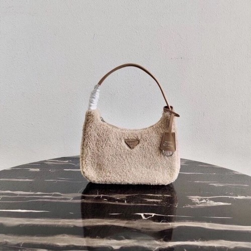 Prada Shearling draagtas mini-tas 1NE515 Biscuits