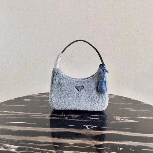 Prada Shearling draagtas mini-tas 1NE515 lichtblauw